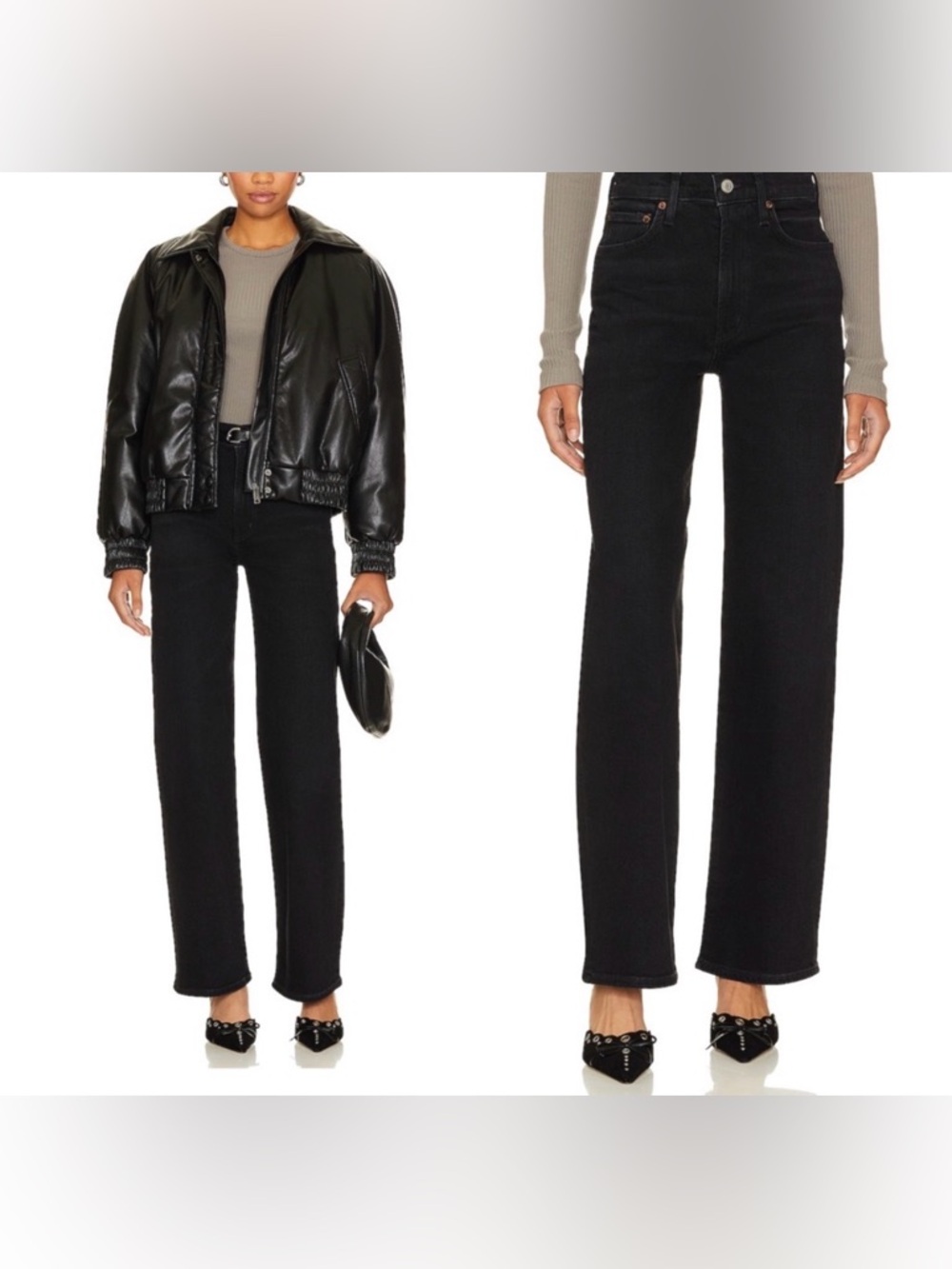 AGOLDE Harper Mid Rise Wide Straight Jeans in Hush Black